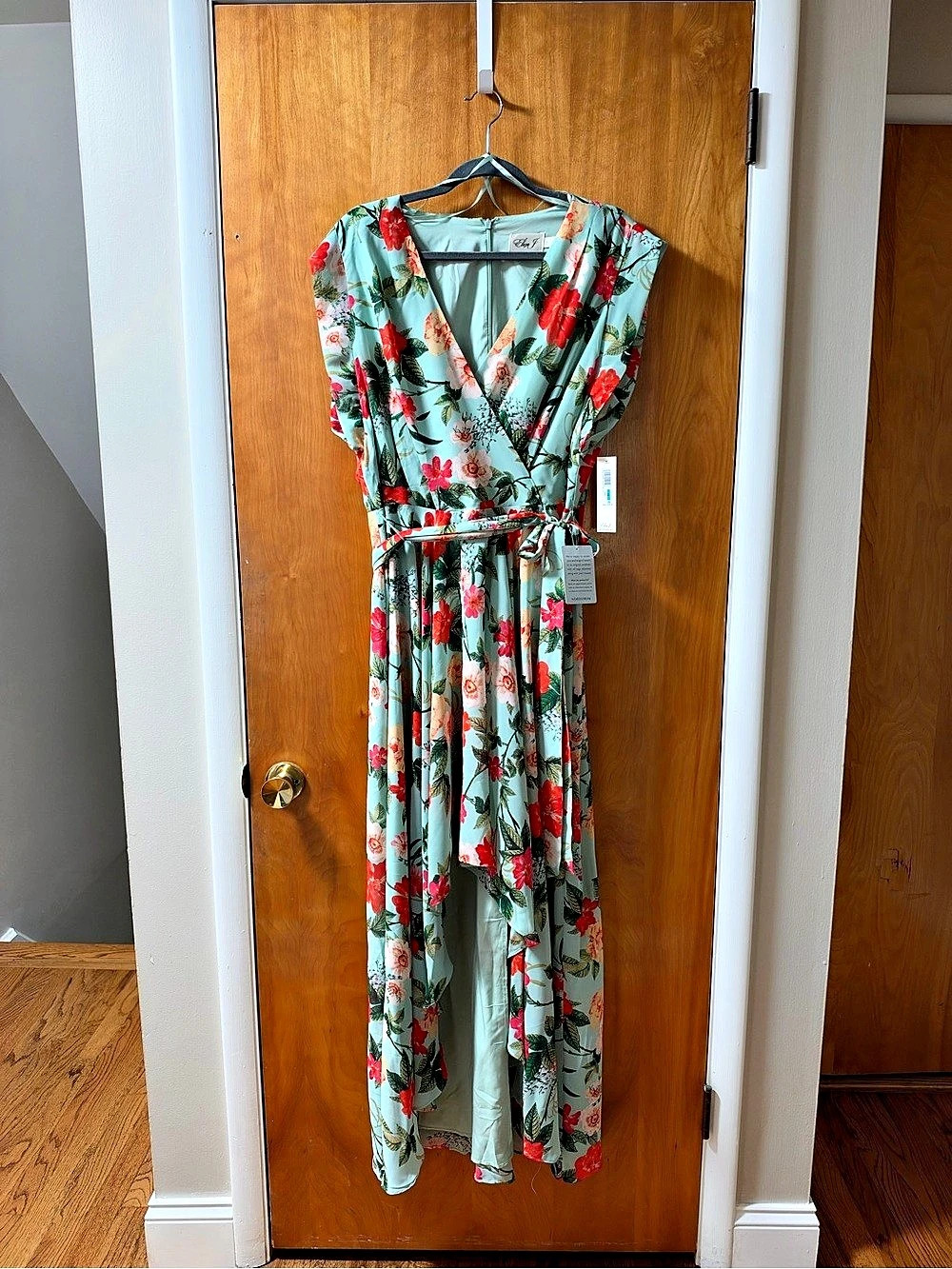 Eliza J Obi Floral Tie Waist High-Low Dress Size 16